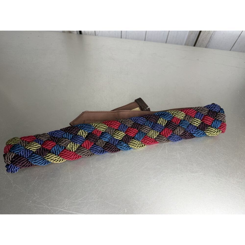 VTG Ginnie Johansen Braided Cloth Adjustable Belt Multicolored Wrap Belt 1980s